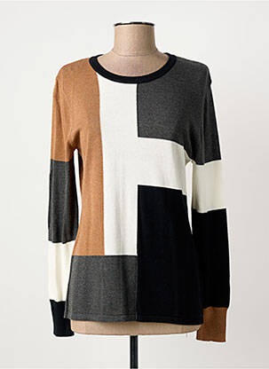Pull coupe cintrée manches longues noir MARBLE femme
