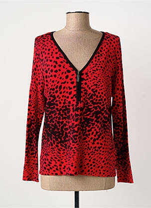 Pull coupe cintrée manches longues rouge MARBLE femme