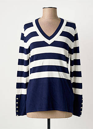 Pull col v manches longues bleu MARBLE femme