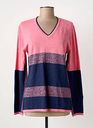 Pull tissage chiné manches longues rose MARBLE femme