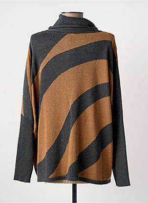 Pull col roulé tissage chiné manches longues gris MARBLE femme