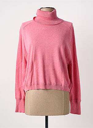 Pull col roulé tissage chiné manches longues rose MARBLE femme