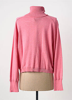 Pull col roulé tissage chiné manches longues rose MARBLE femme