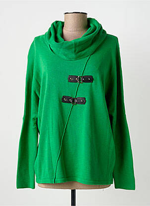 Pull col roulé maille souple et aérée manches longues vert MARBLE femme