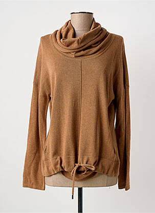 Pull col roulé tissage chiné manches longues marron MARBLE femme