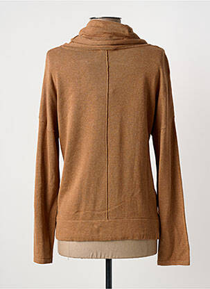 Pull col roulé tissage chiné manches longues marron MARBLE femme