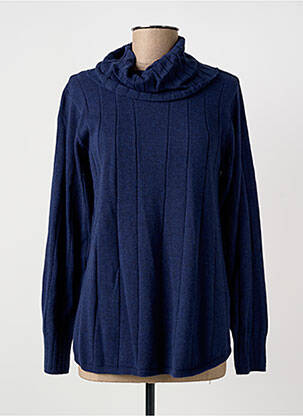 Pull col roulé tissage chiné manches longues bleu MARBLE femme