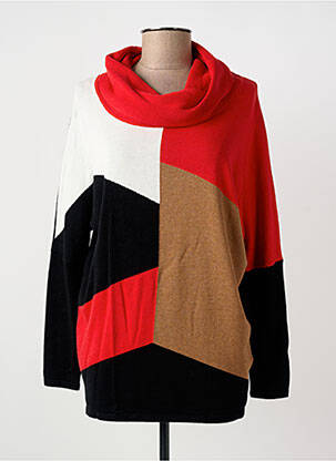 Pull col roulé coupe cintrée manches longues rouge MARBLE femme