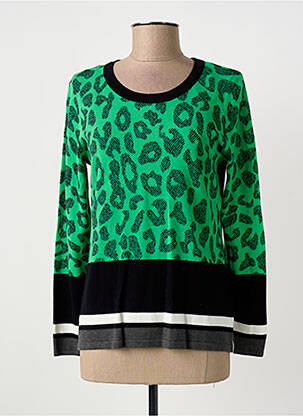 Pull coupe cintrée manches longues vert MARBLE femme