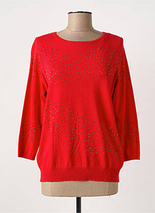 Pull stretch manches 3/4 rouge MARBLE femme
