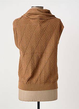 Pull col roulé stretch sans manche marron MARBLE femme