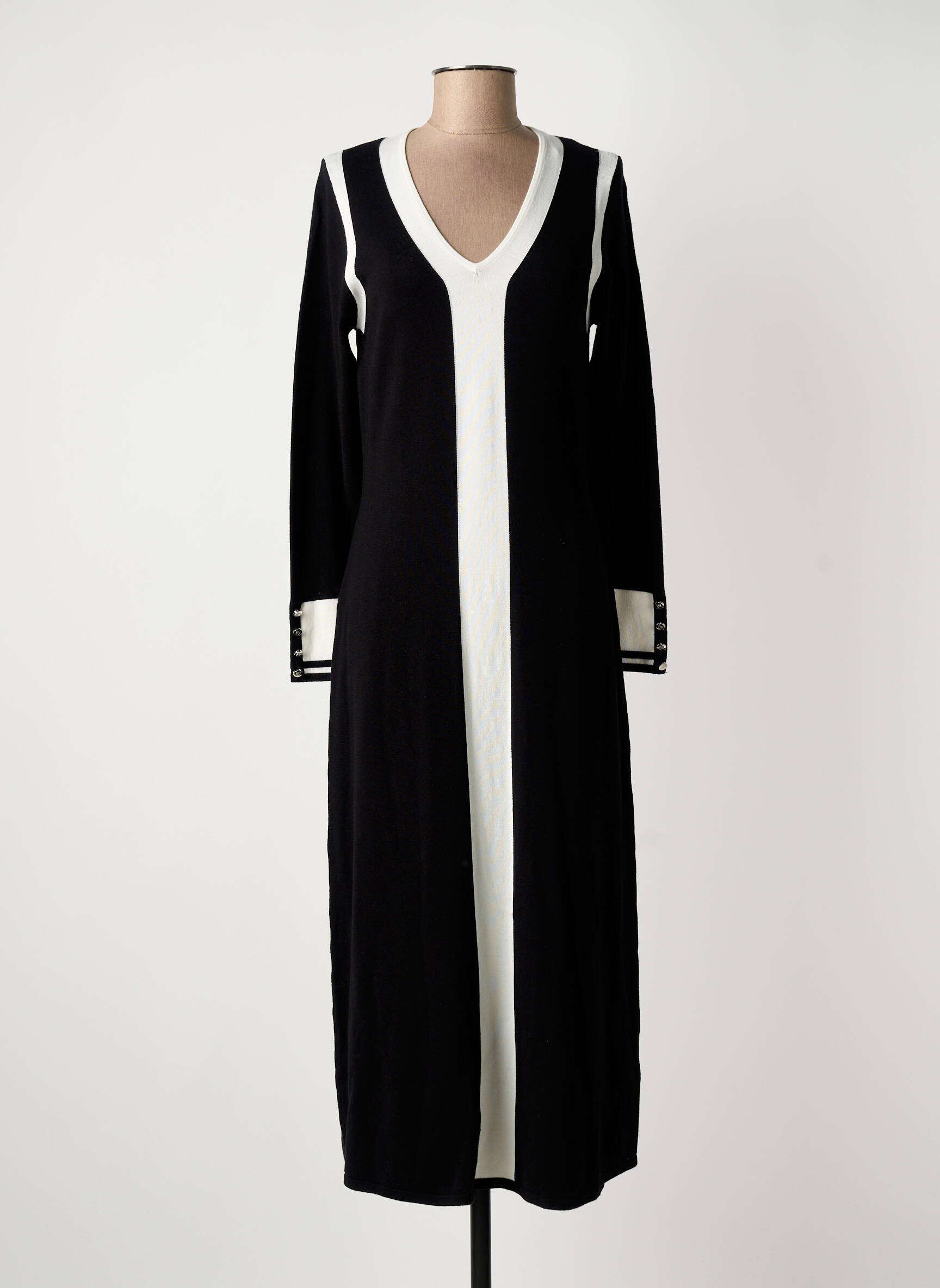 Robe longue manches longues manches longues noir MARBLE femme