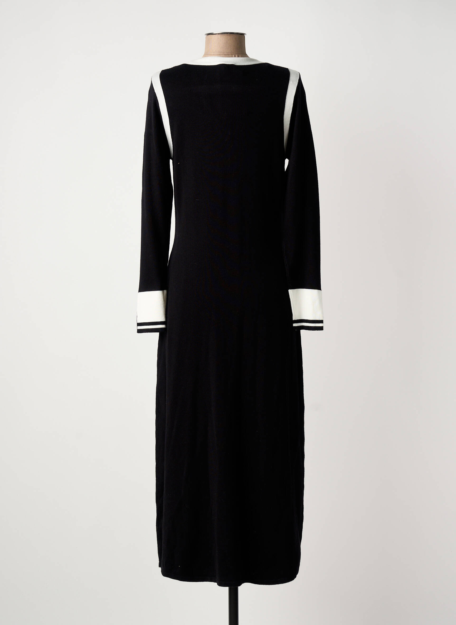 Robe longue manches longues manches longues noir MARBLE femme