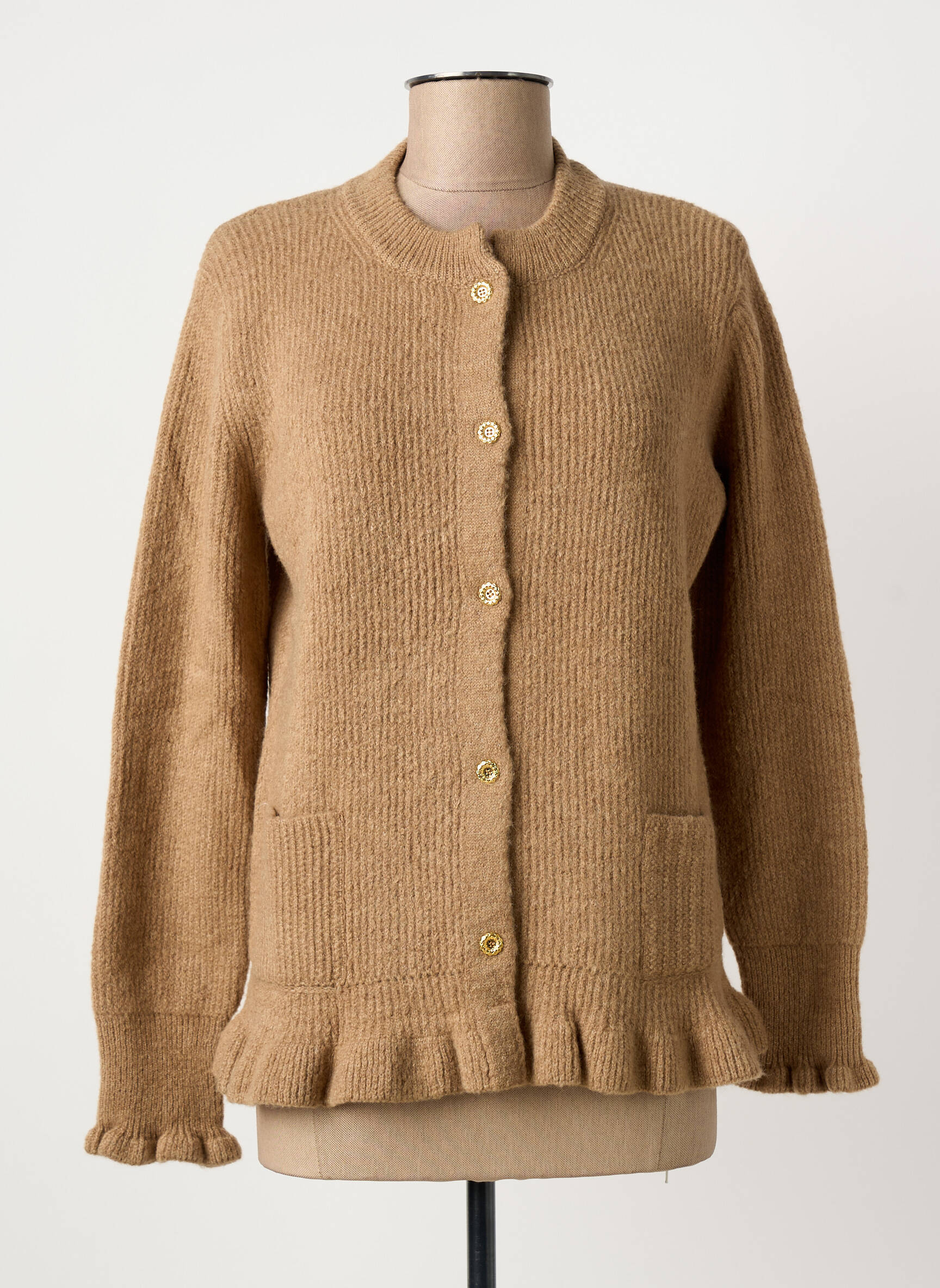 Gilet manches longues col rond marron BARILOCHE femme