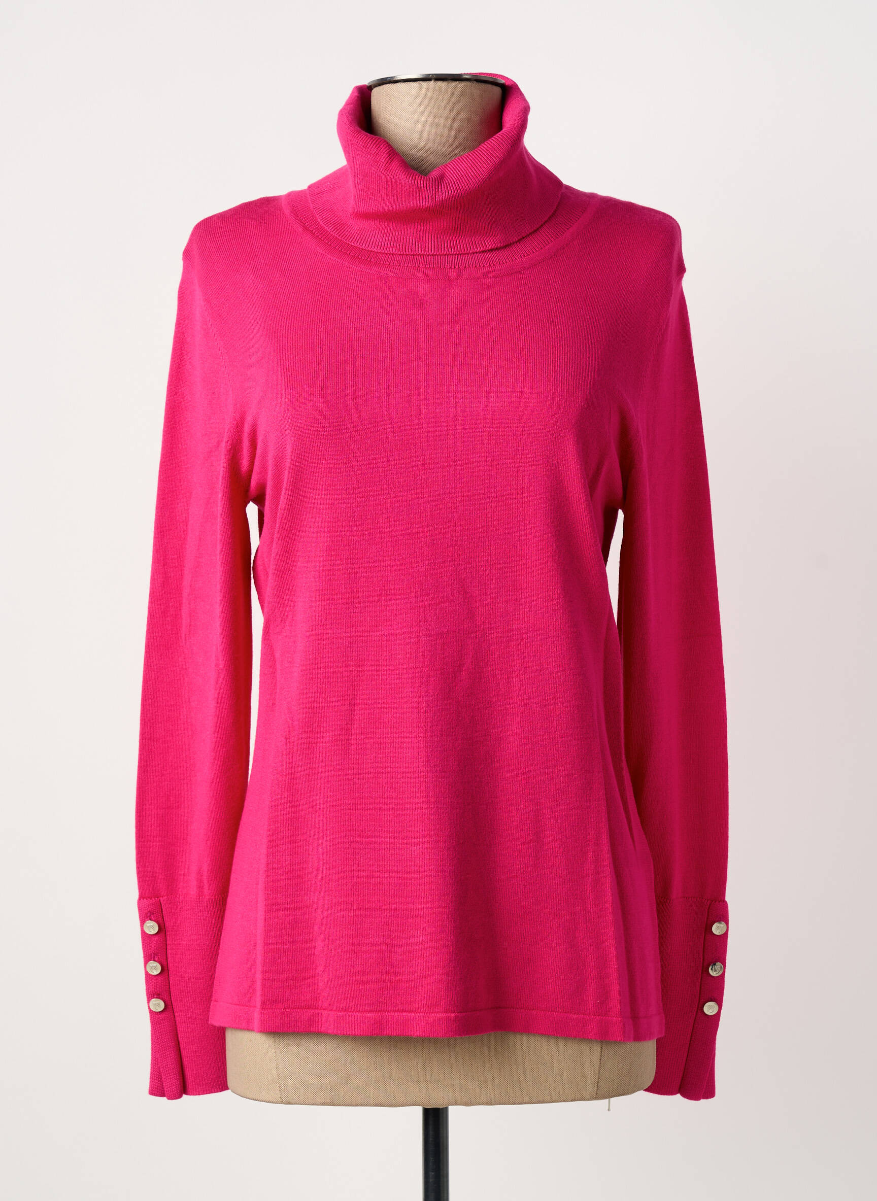 Pull col roulé coupe cintrée manches longues rose MARBLE femme