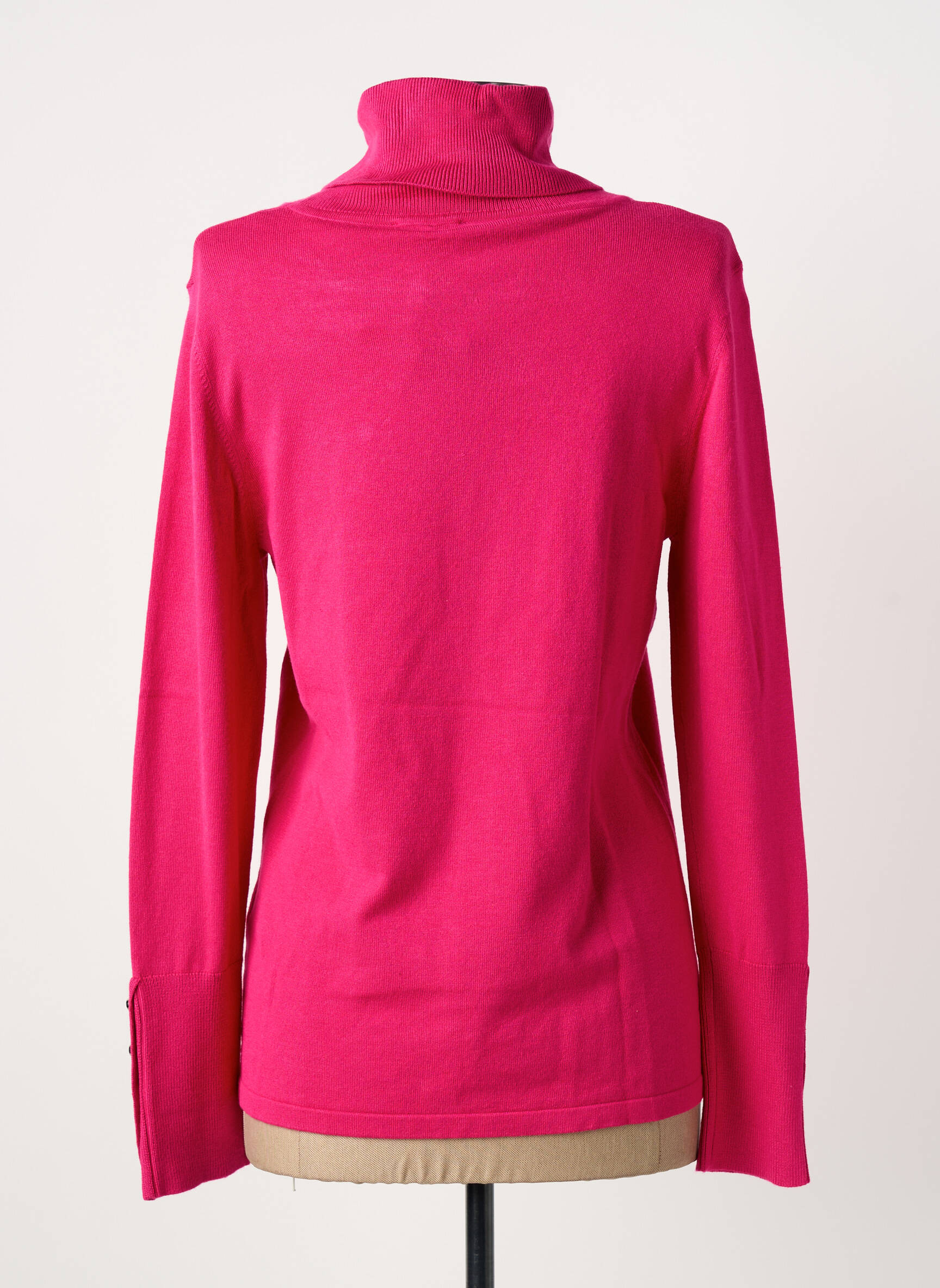 Pull col roulé coupe cintrée manches longues rose MARBLE femme