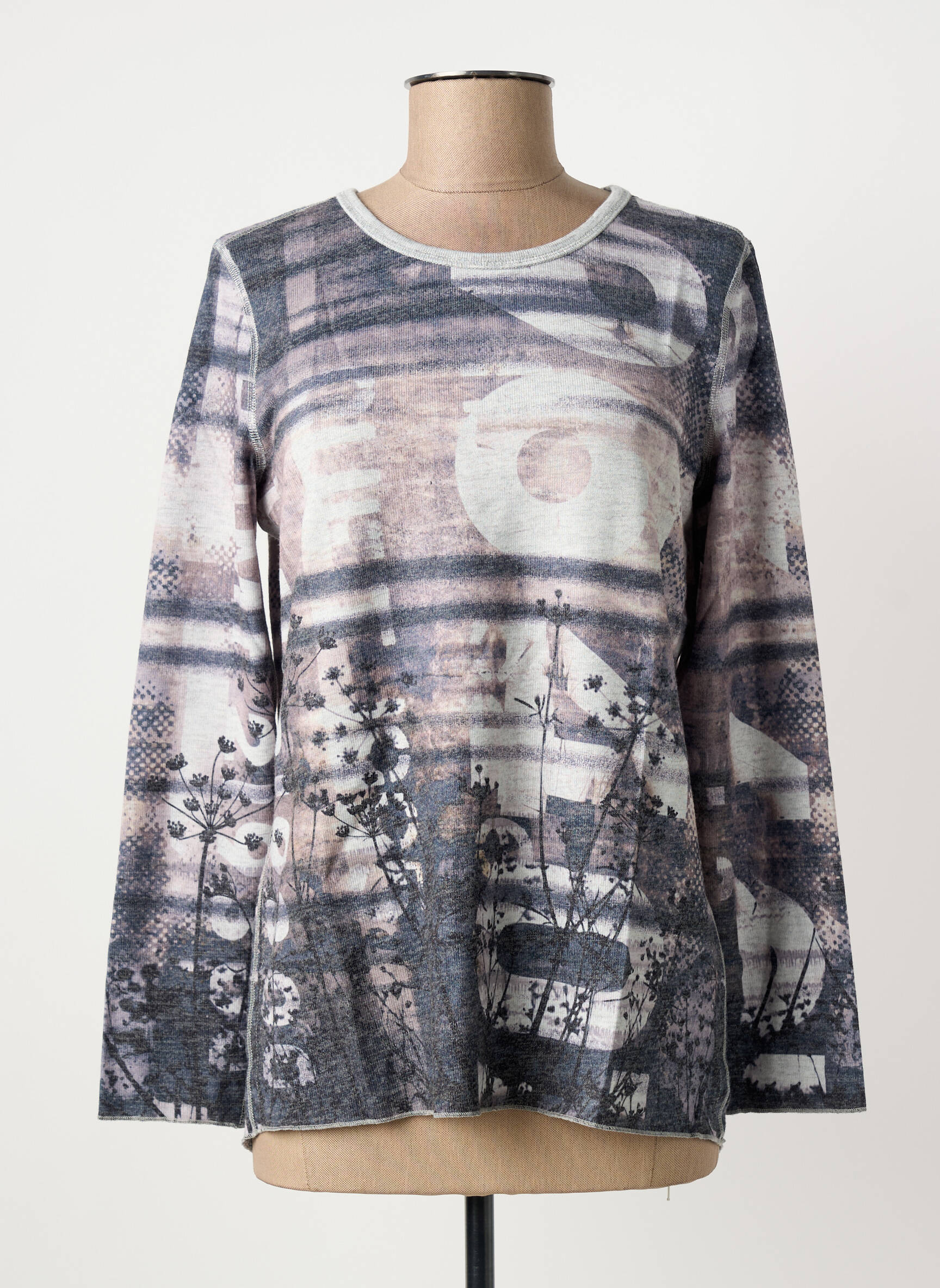 Top stretch manches longues gris CAPUCCINO femme