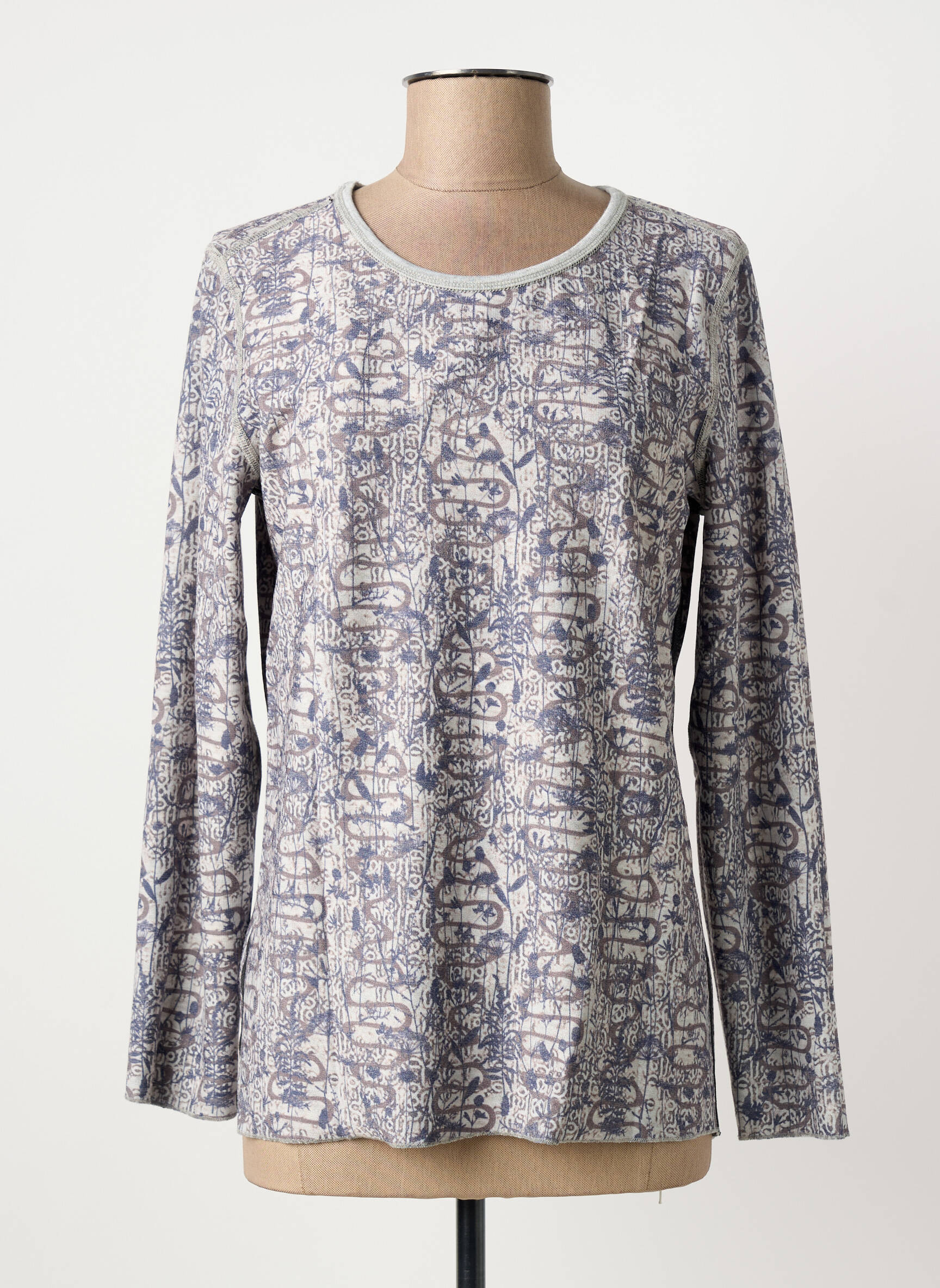 Top stretch manches longues gris CAPUCCINO femme