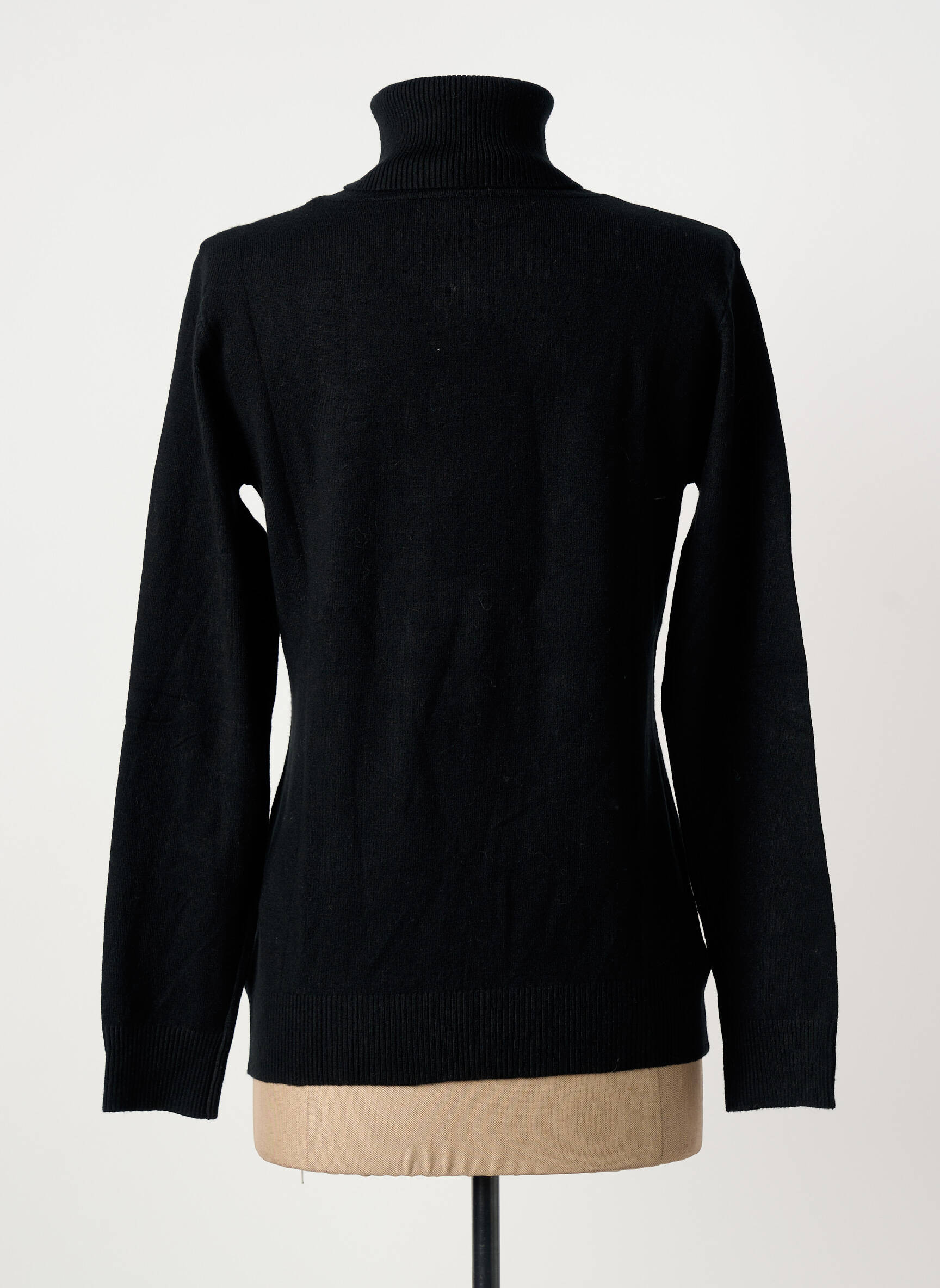 Pull col roulé coupe cintrée manches longues noir LUISA LOIRE femme