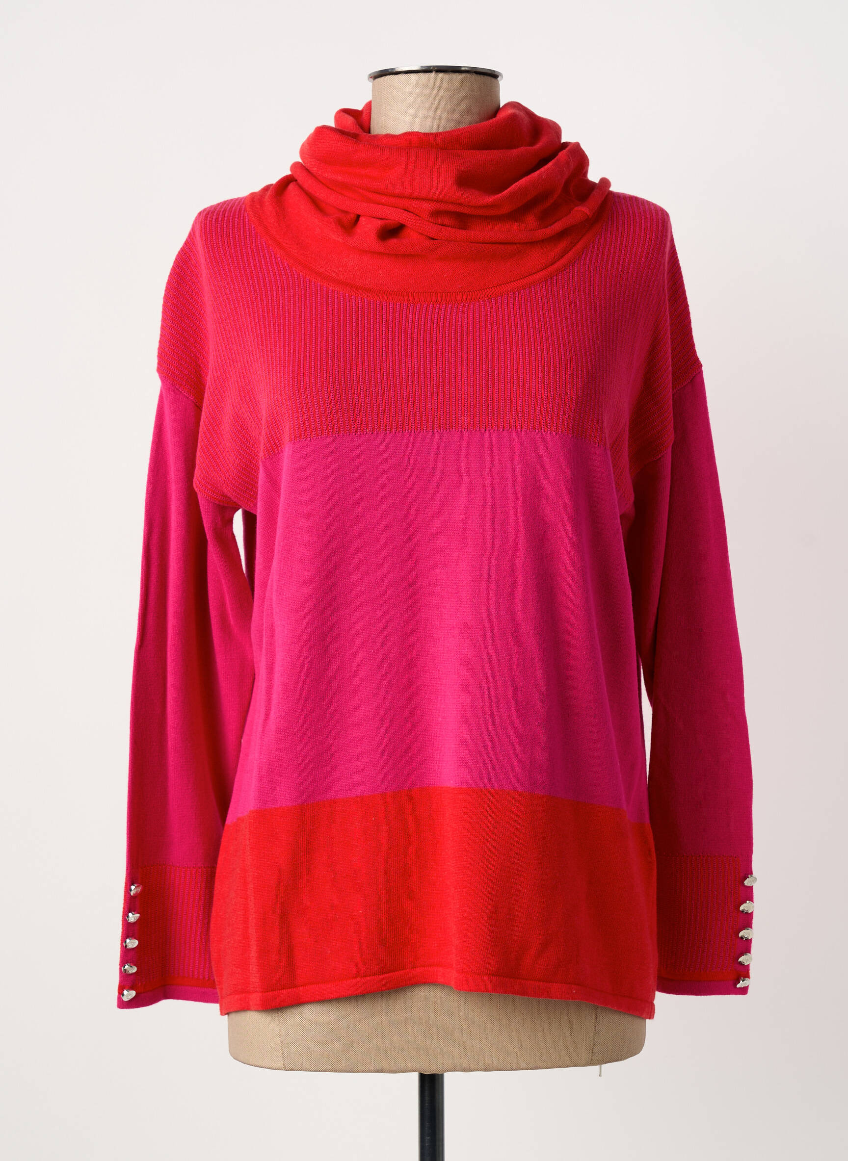 Pull col roulé maille souple et aérée manches longues rouge MARBLE femme