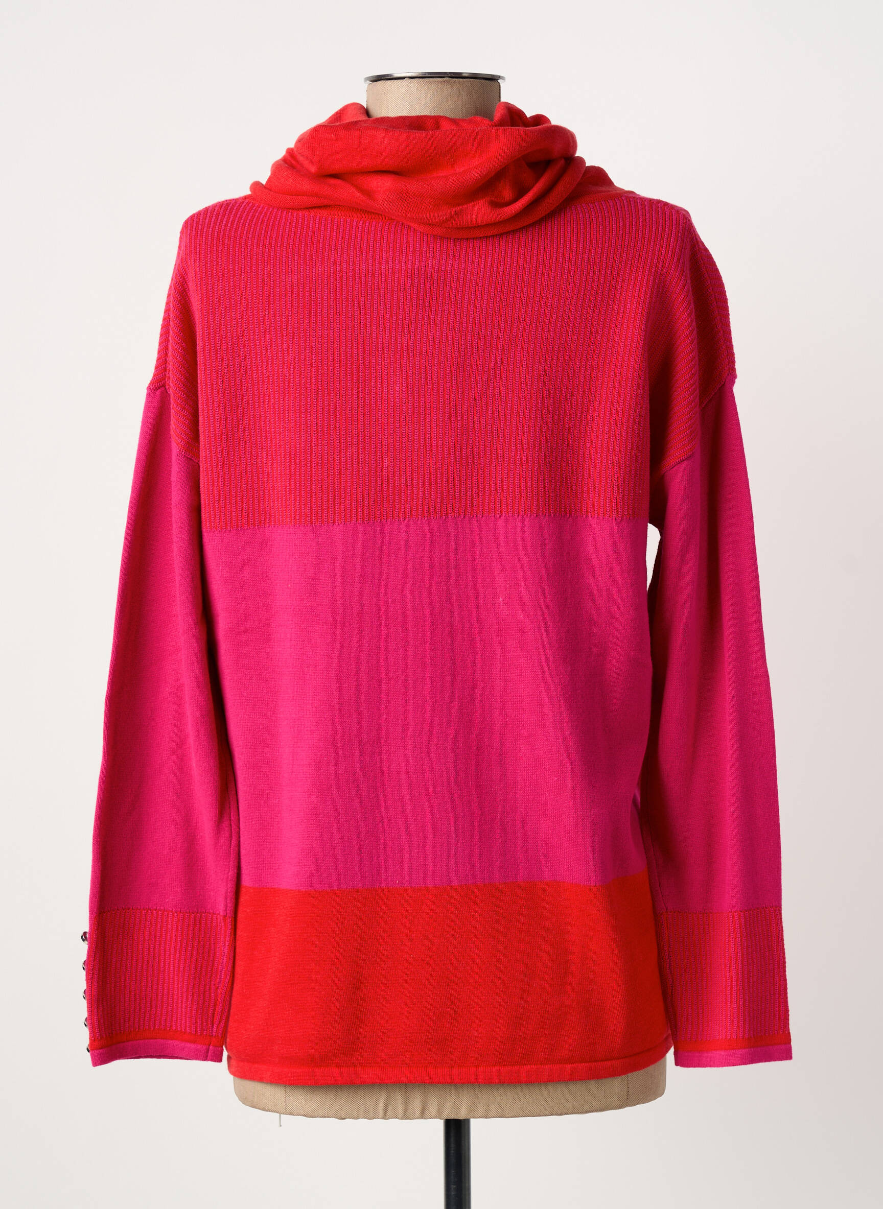 Pull col roulé maille souple et aérée manches longues rouge MARBLE femme