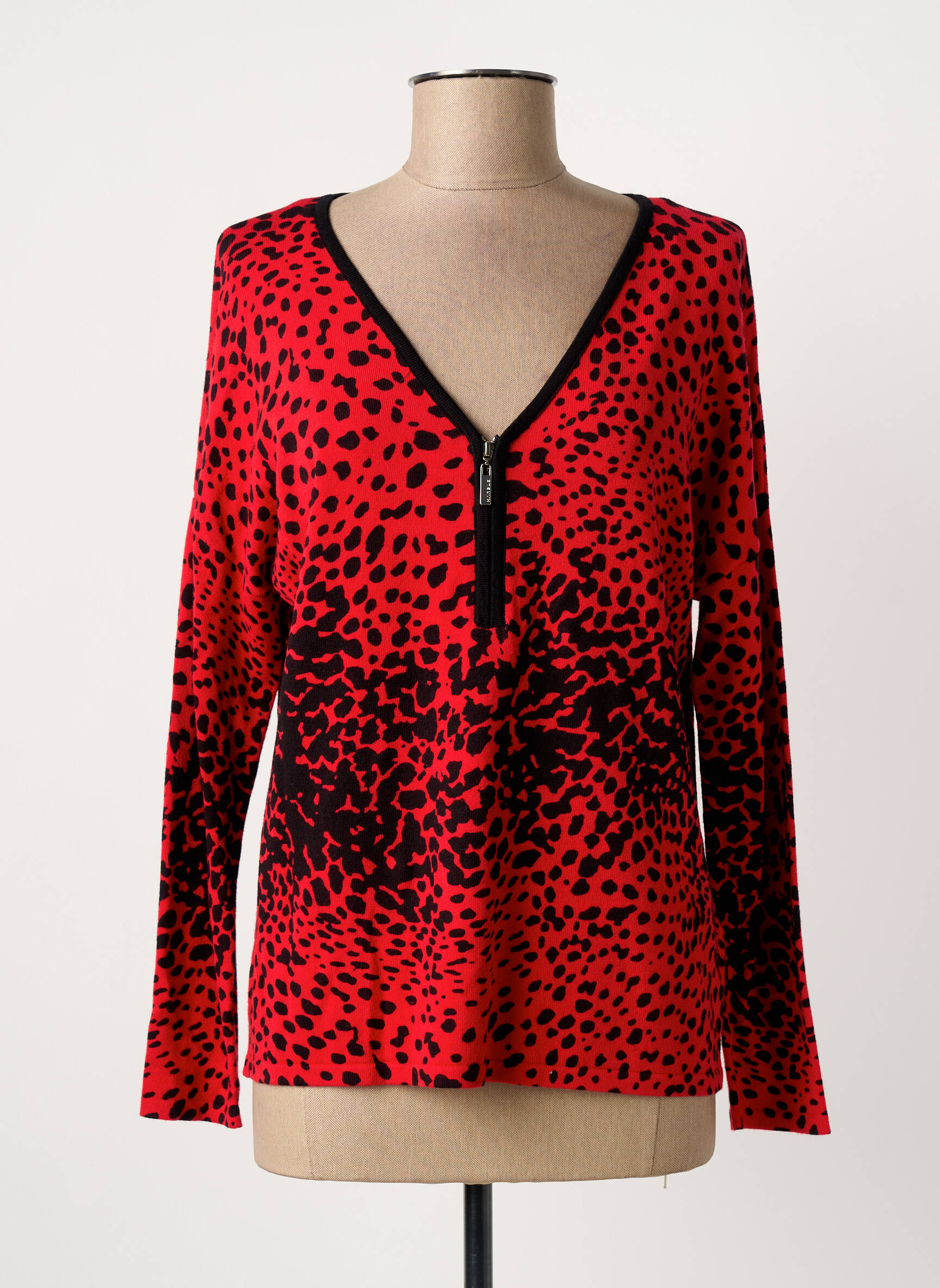 Pull coupe cintrée manches longues rouge MARBLE femme