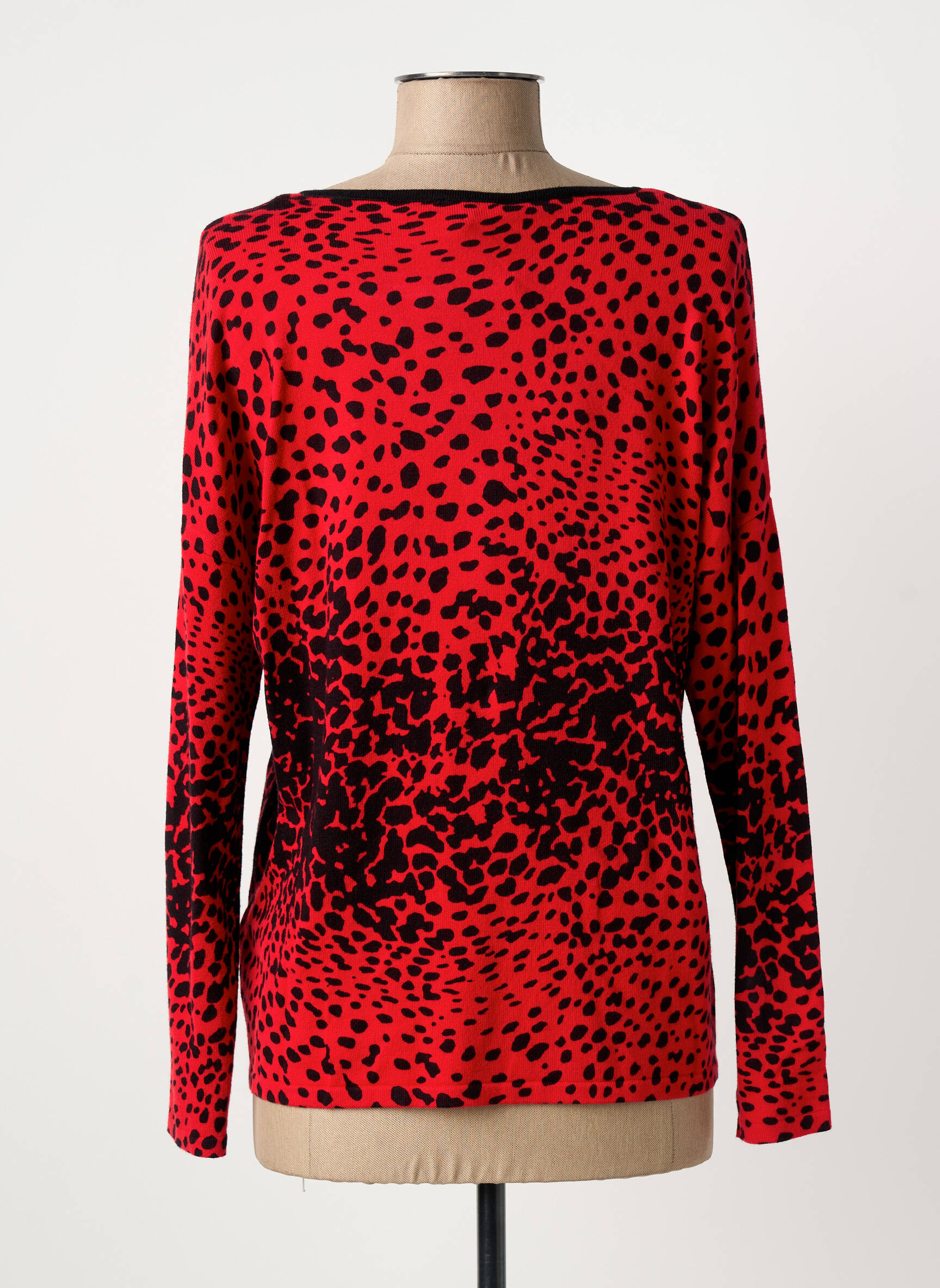 Pull coupe cintrée manches longues rouge MARBLE femme