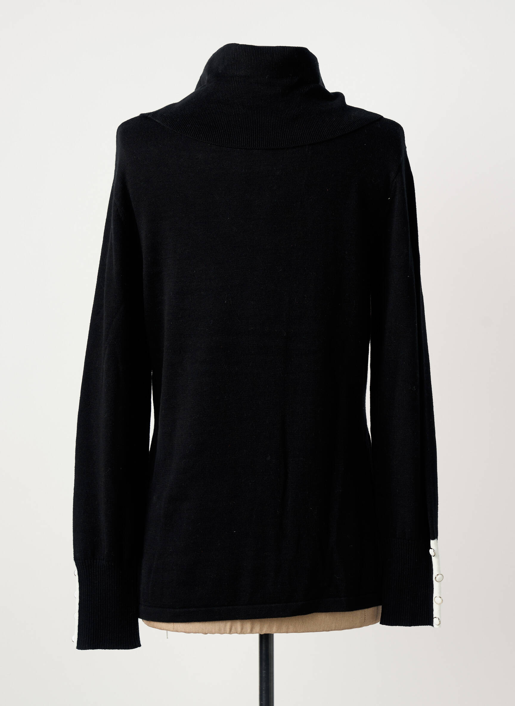 Pull col roulé coupe cintrée manches longues noir MARBLE femme