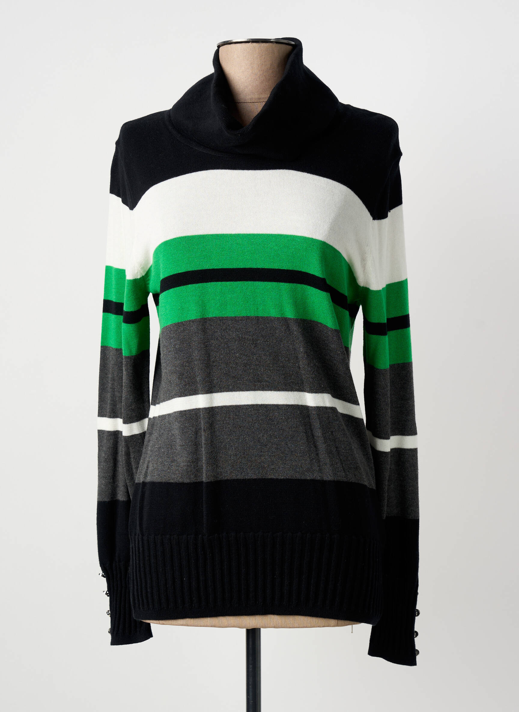 Pull col roulé coupe ajustée manches longues noir MARBLE femme