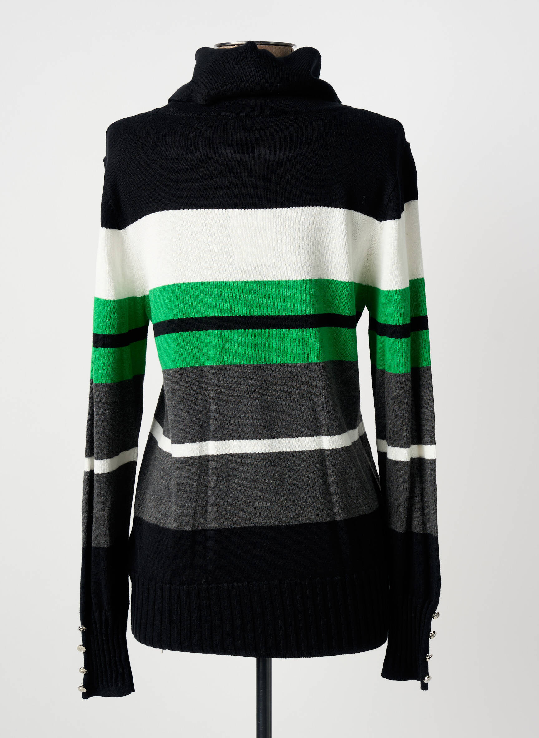 Pull col roulé coupe ajustée manches longues noir MARBLE femme