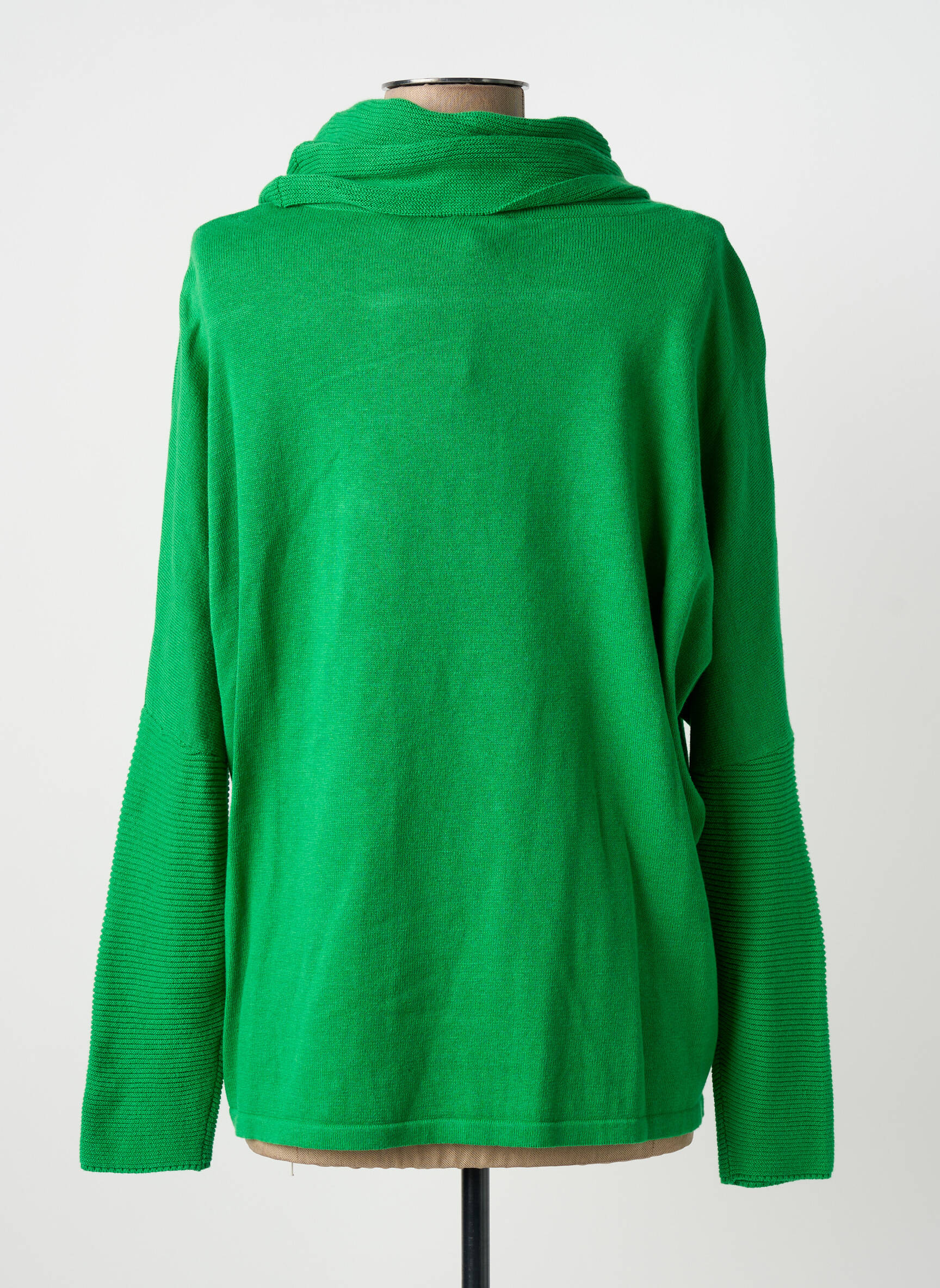 Pull col roulé maille souple et aérée manches longues vert MARBLE femme