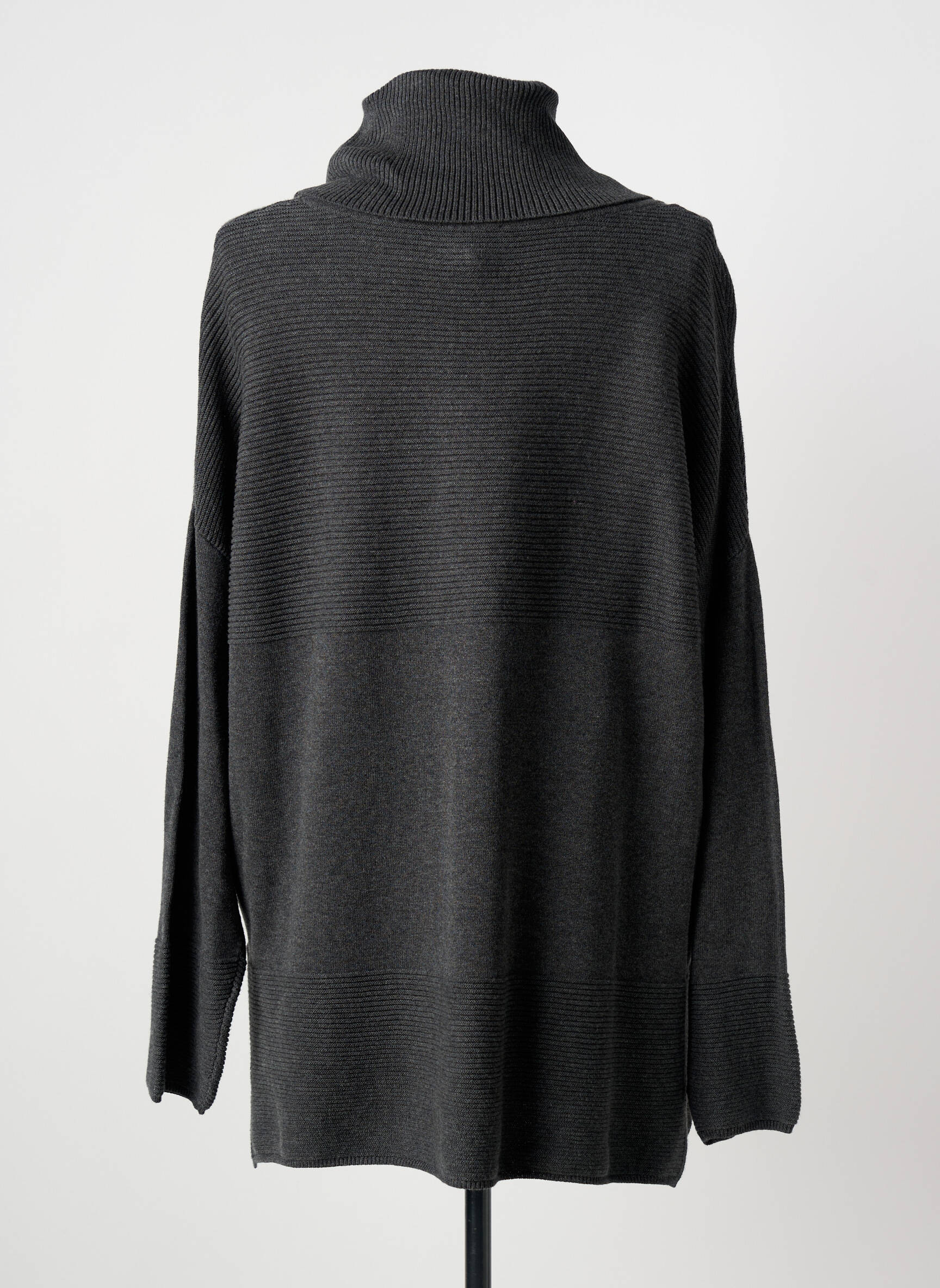 Pull col roulé tissage chiné manches longues gris MARBLE femme