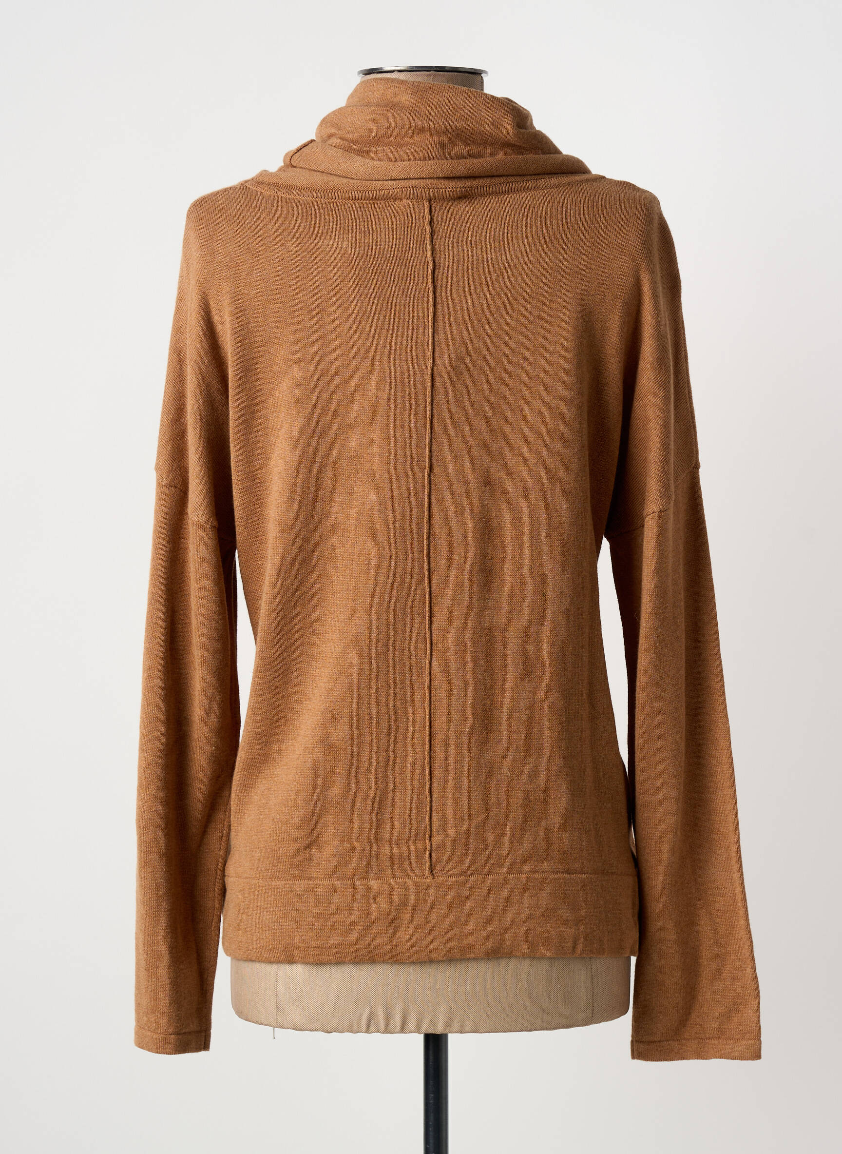 Pull col roulé tissage chiné manches longues marron MARBLE femme