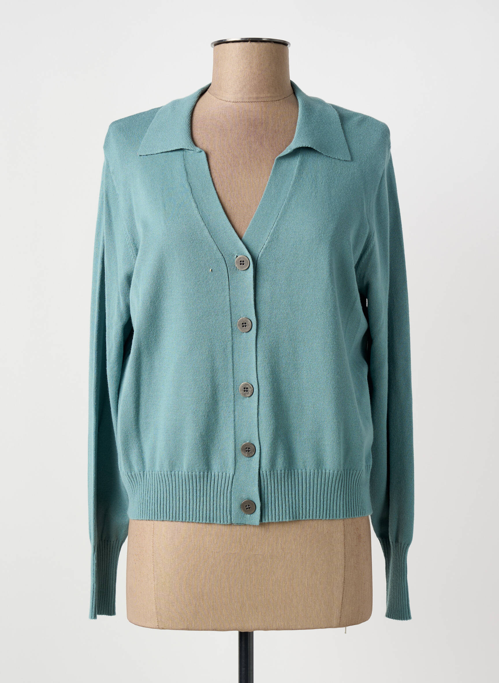 Gilet manches longues stretch vert MARBLE femme