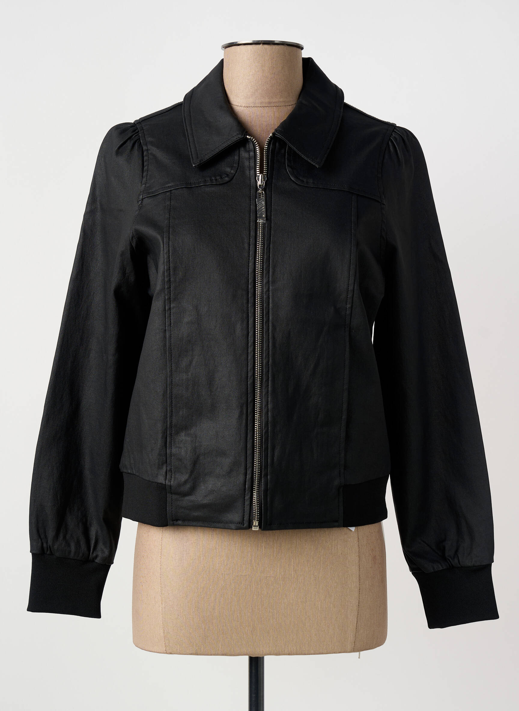 Veste simili cuir poches noir MARBLE femme