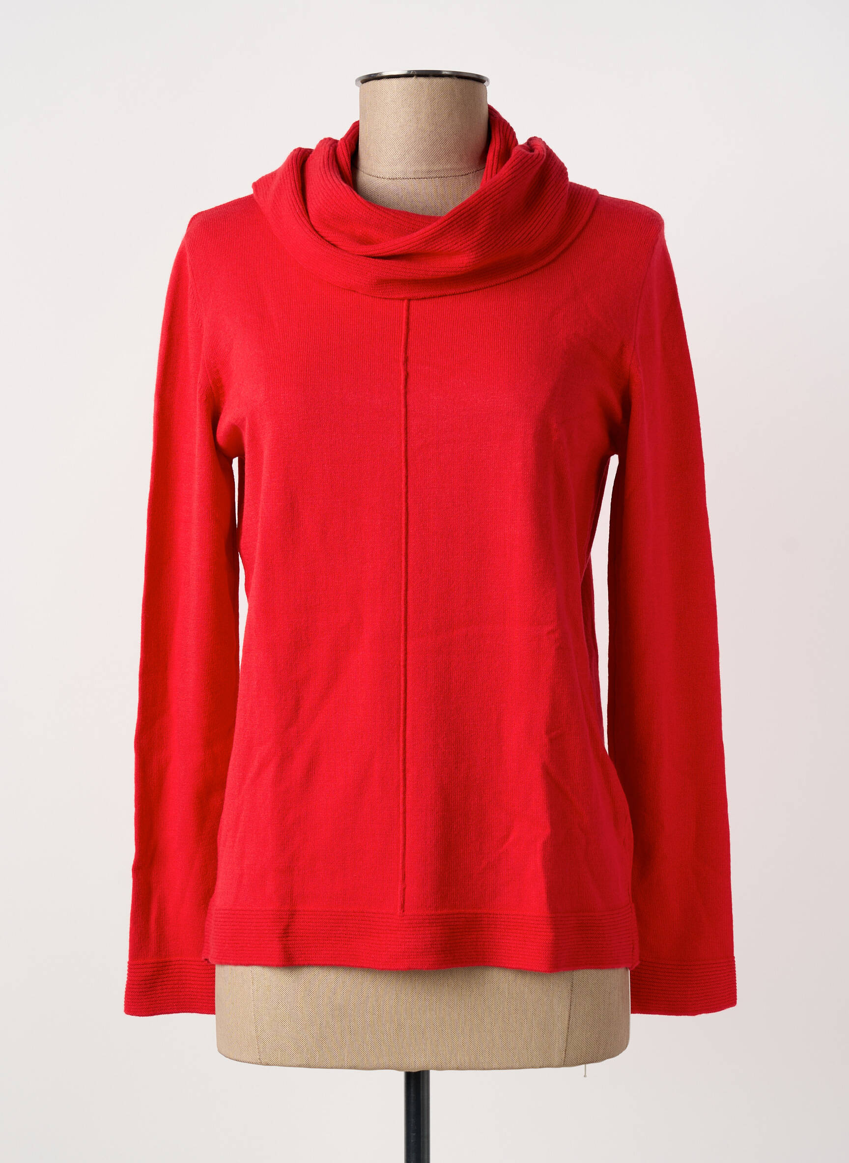Pull col roulé coupe cintrée manches longues rouge BARBARA LEBEK femme