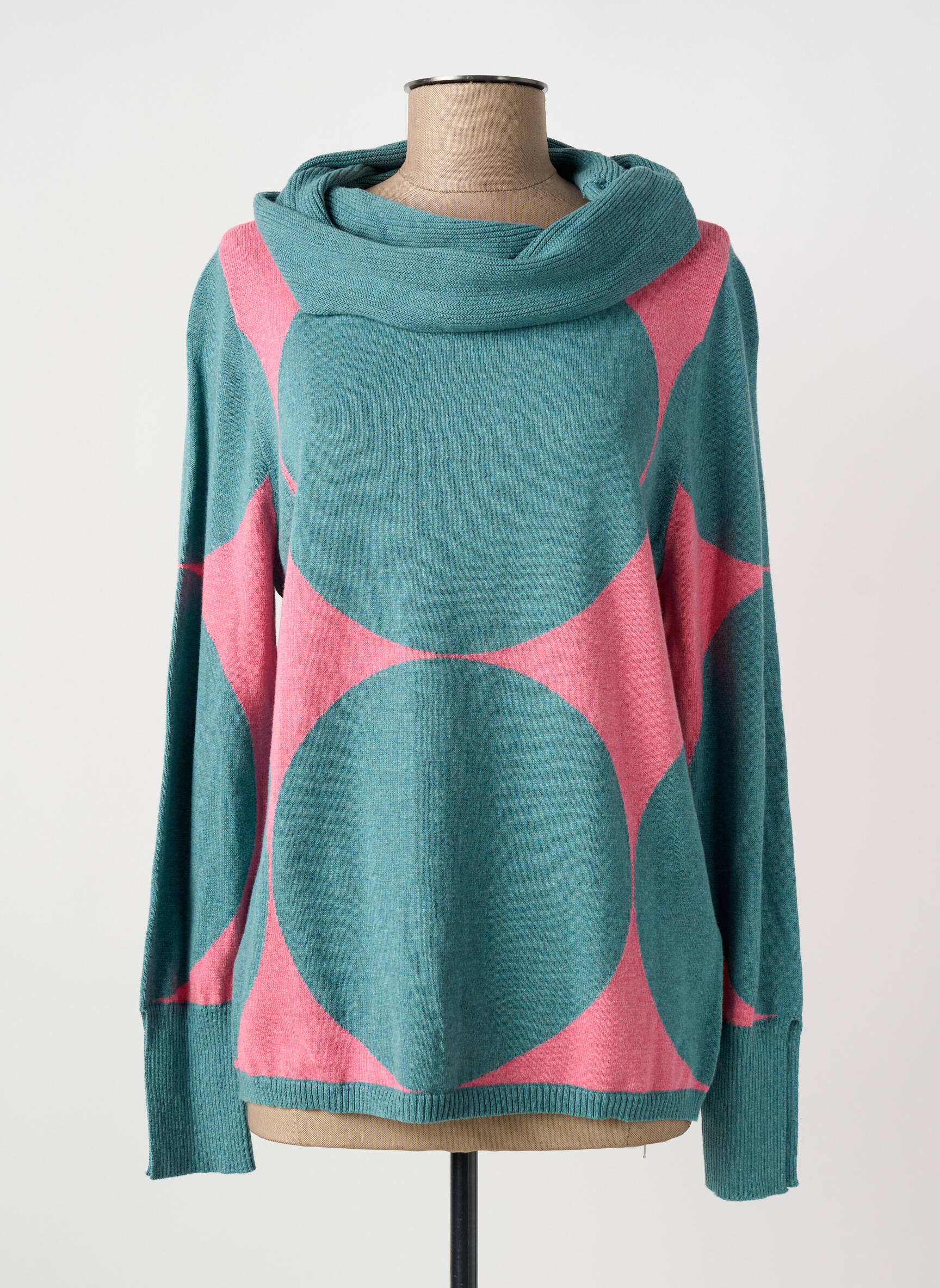 Pull col roulé tissage chiné manches longues bleu MARBLE femme