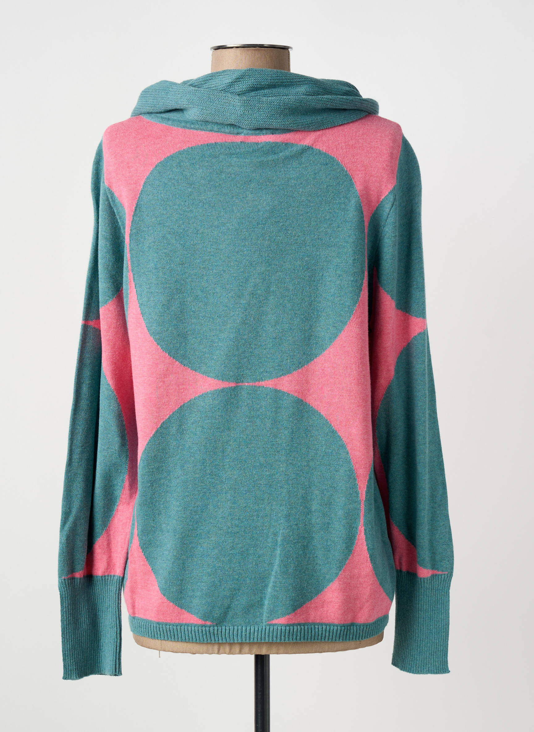 Pull col roulé tissage chiné manches longues bleu MARBLE femme