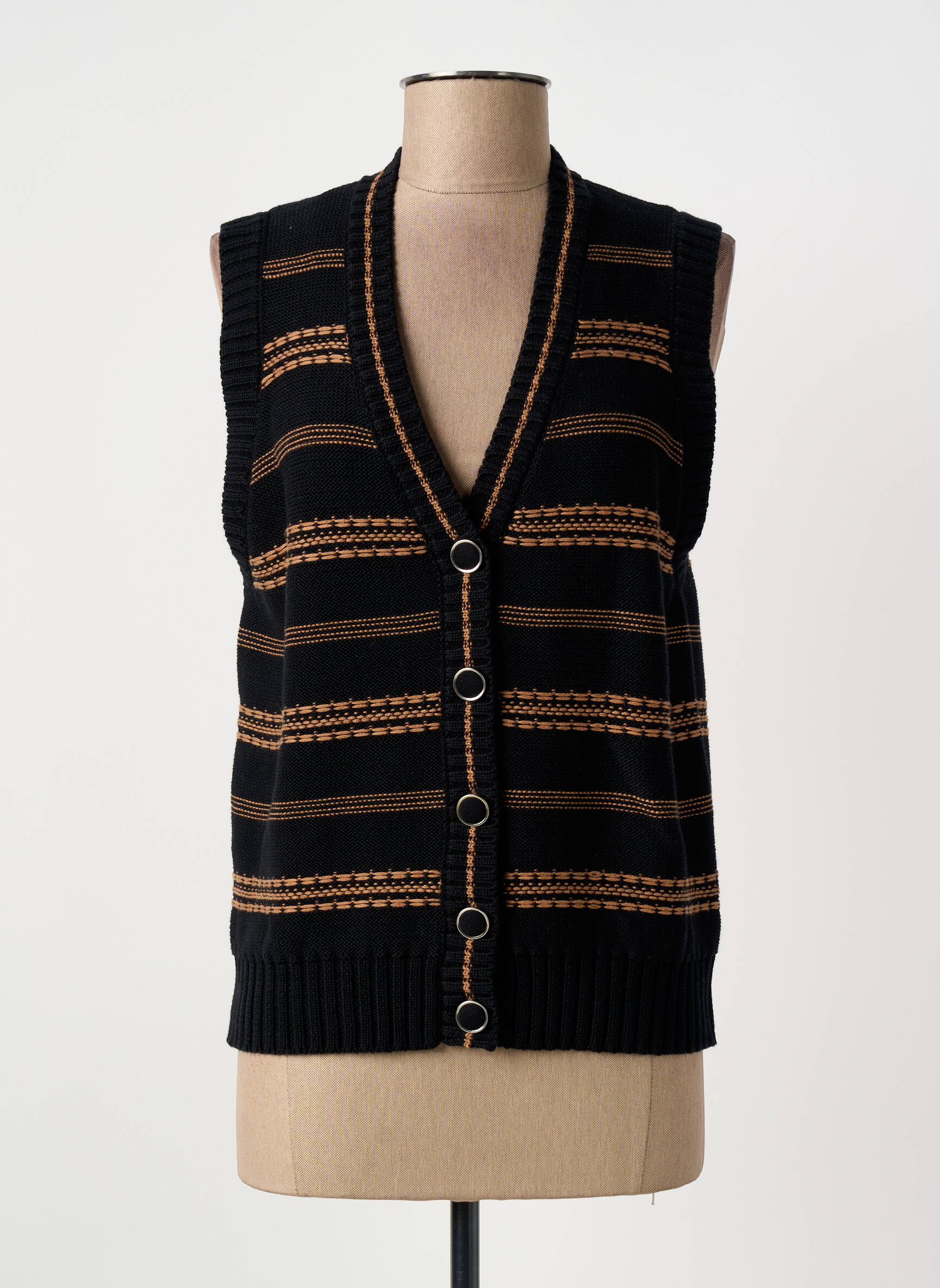 Gilet sans manche coupe cintrée noir MARBLE femme