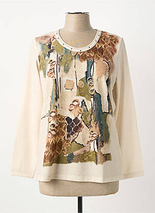 Pull coupe cintrée manches longues beige BAGORAZ femme