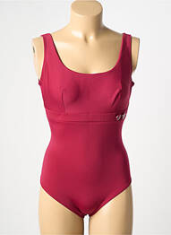 Maillot de bain 1 pièce effet matière satinée haut soutien-gorge balconnet rouge SIMONE PERELE femme