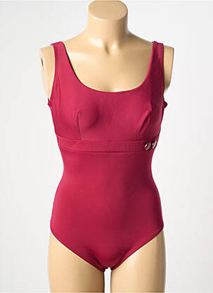 Maillot de bain 1 pièce effet matière satinée haut soutien-gorge balconnet rouge SIMONE PERELE femme