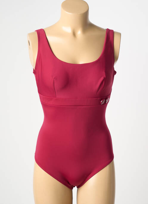 Maillot de bain 1 pièce effet matière satinée haut soutien-gorge balconnet rouge SIMONE PERELE femme