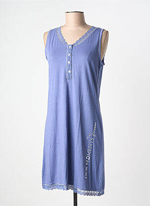 Chemise de nuit col v bleu MASSANA femme