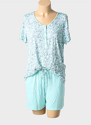 Pyjama col v bleu BARANDI femme
