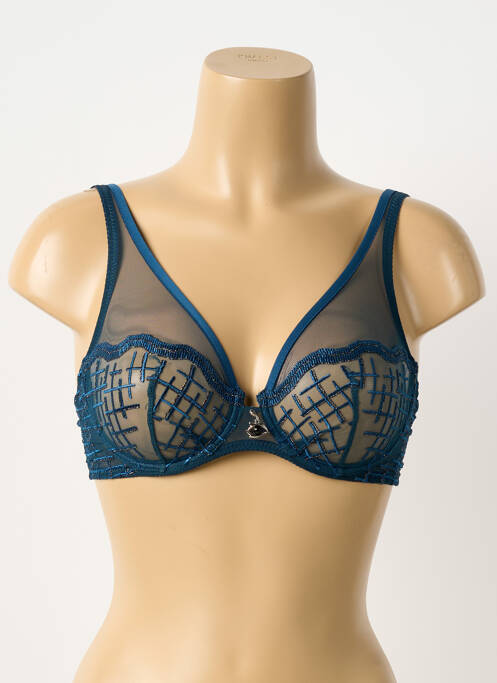 Soutien-gorge effet matière satinée haut soutien-gorge emboitant bleu LOUISA BRACQ femme