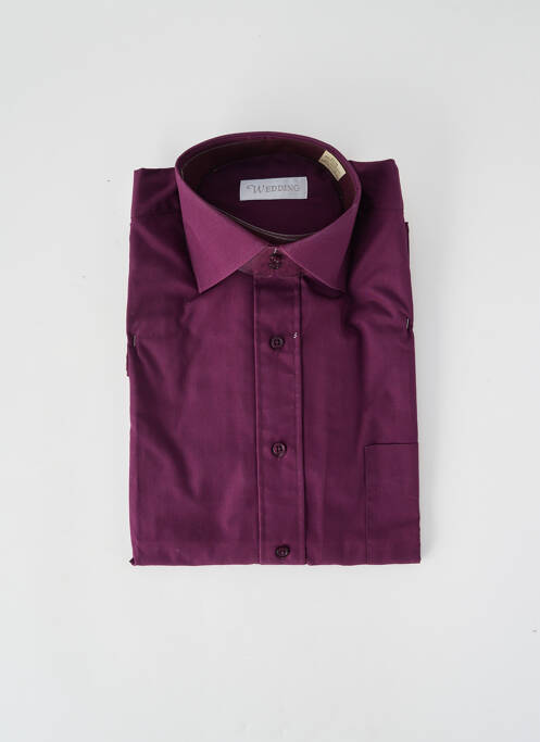 Chemise manches longues poignets boutonnés violet WEDDING homme
