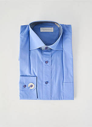 Chemise manches longues poignets boutonnés bleu WEDDING homme