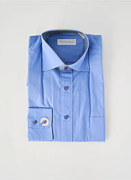 Chemise manches longues poignets boutonnés bleu WEDDING homme