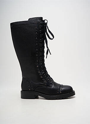 Bottes tissage satiné talon plat jusqu'à 3cm noir CARMELA femme